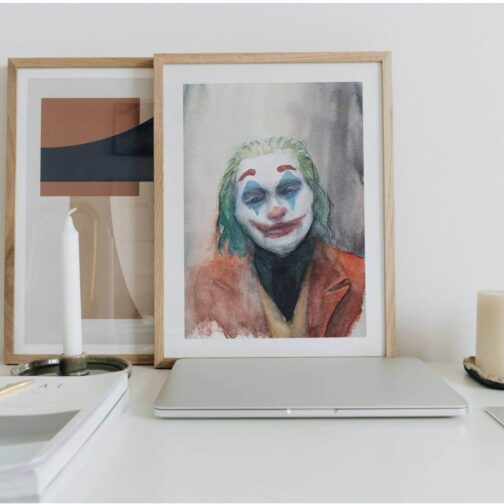 Akvarelová malba Joker autorský tisk obraz v rámu