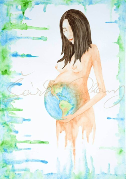 Akvarelová malba Matka Země autorský tisk