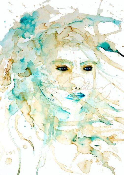 Akvarelová malba Medúza autorský tisk